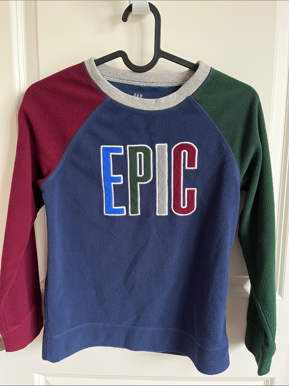 GAP Kids Colorblock 'EPIC' Fleece Pullover - Navy, Burgundy & Forest Green